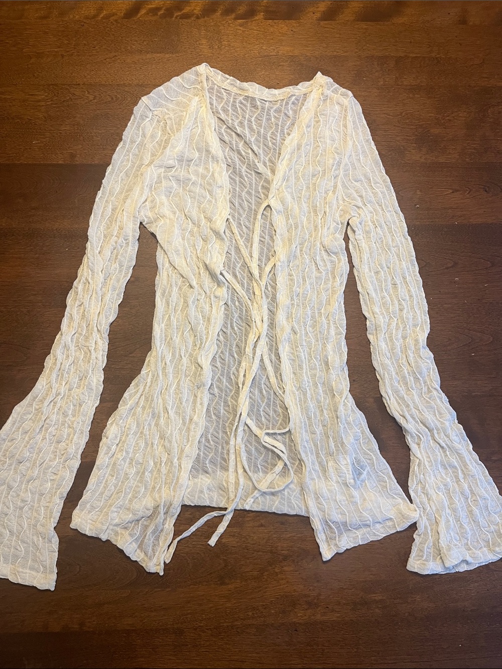 Women’s Cream Sheer Tie-Front Top